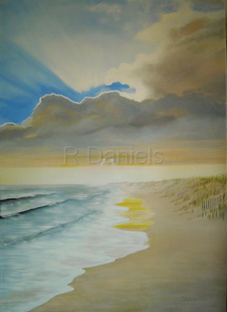 My Quiet Walk.jpg - "My Quiet Walk" oil on canvas 72x52"  late afternoon on the NC coast